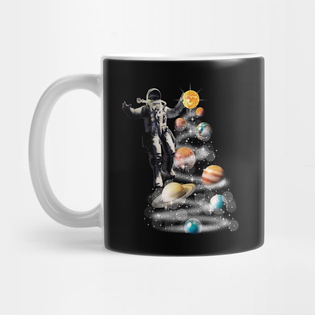 Cosmic Baller - Abstract Astronaut Playing Basketball with Planets by LR_Collections